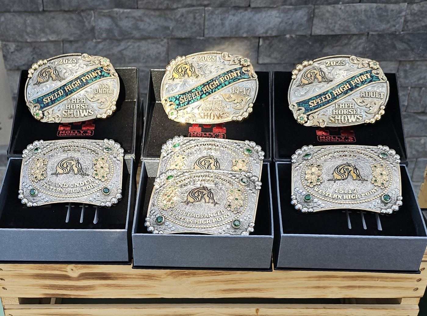 2025 Speed and Western High Point buckles in their boxes